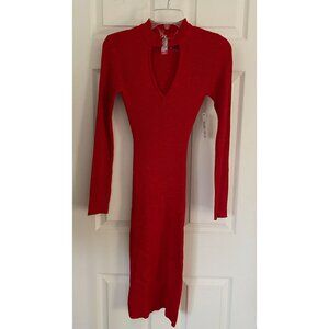 NWT Junior's No Boundaries red sweater dress keyhole design SMALL